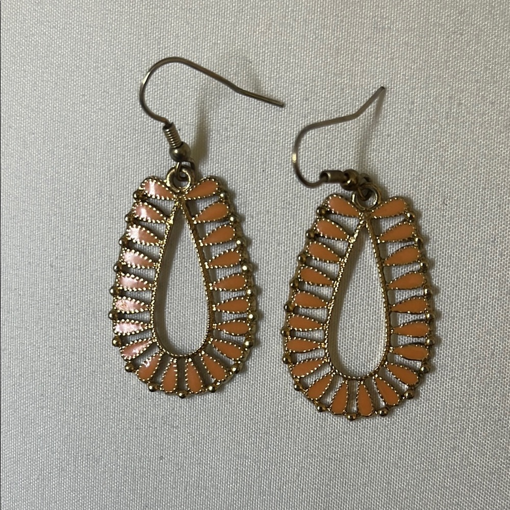 Elegant Gold and Pink Teardrop Earrings